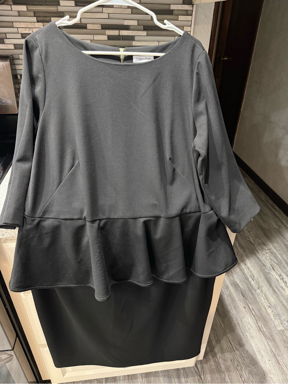 Calvin Klein Black Peplum Midi Dress